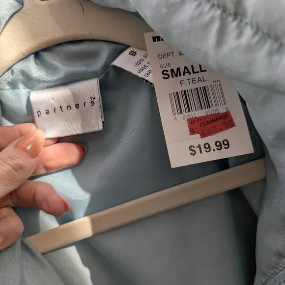 Light Blue Quilted Women's Jacket 100% Silk Vintage - Picture 3 of 3